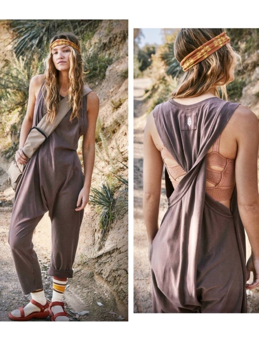 NWT FREE PEOPLE FP MOVEMENT Hot Shot Twisted Onsie Brown SZ: XL